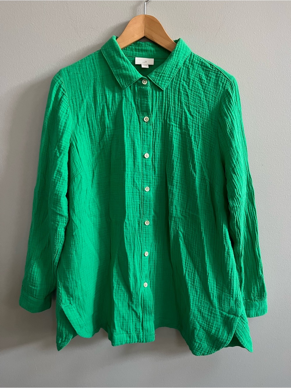 J. Jill Gauzy Cotton Button Up Tunic Top Size Medium Petite Mature Layering Cozy